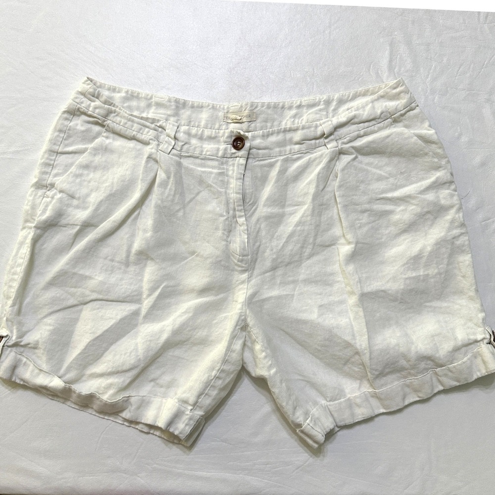 Eileen Fisher Organic Linen Bermuda Shorts 12 Coastal Quiet Luxury Minimalist